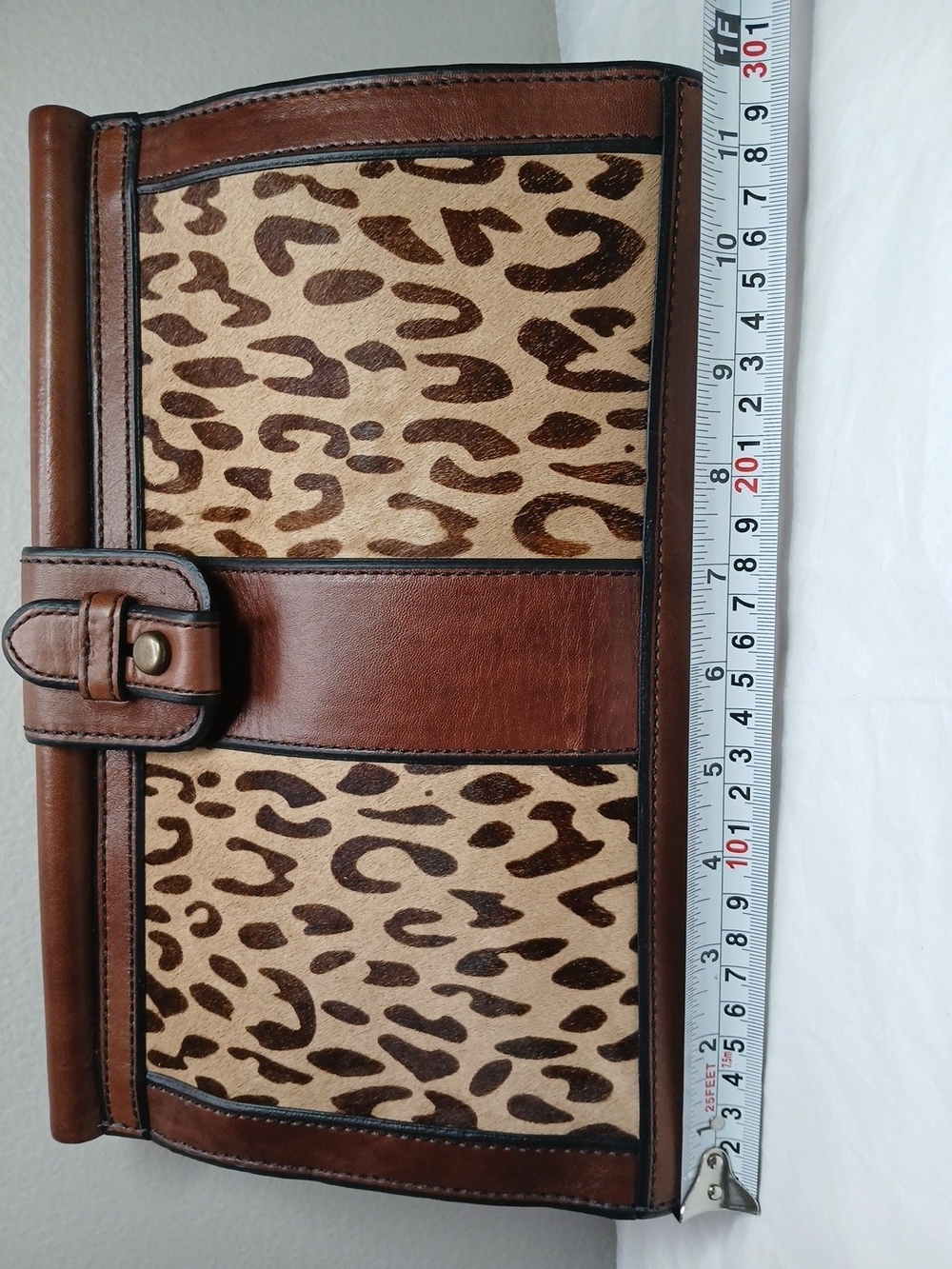 Fossil Brown Leather & Leopard Print Clutch - Picture 16 of 16